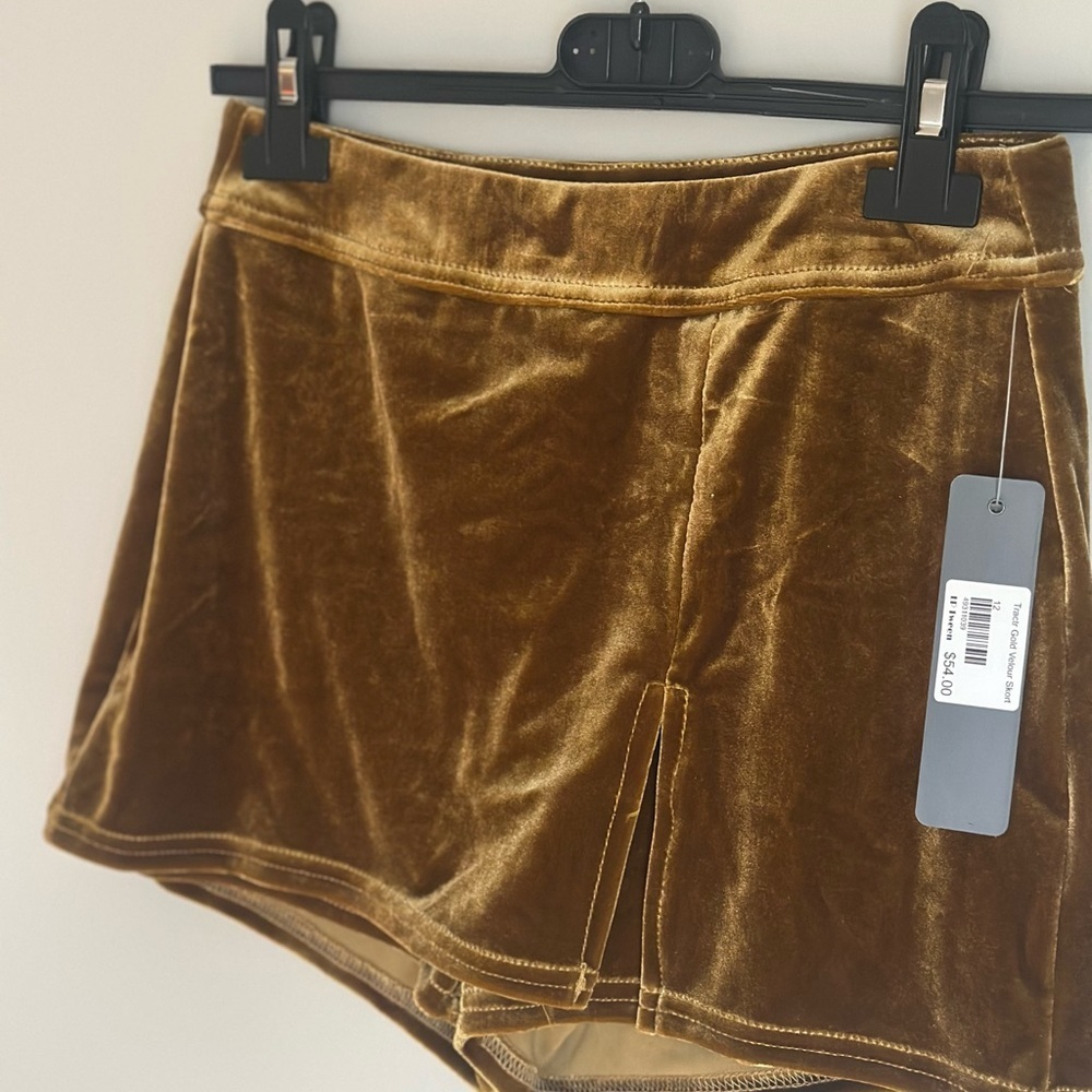 NWT TRACTR GIRL'S GOLD Knit Velvet SKORT SKIRT PULL ON Size 10 Holiday - Picture 3 of 10